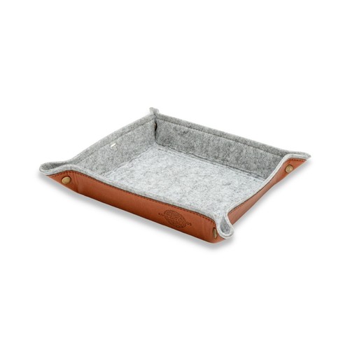 Brown leather valet tray - valet, for